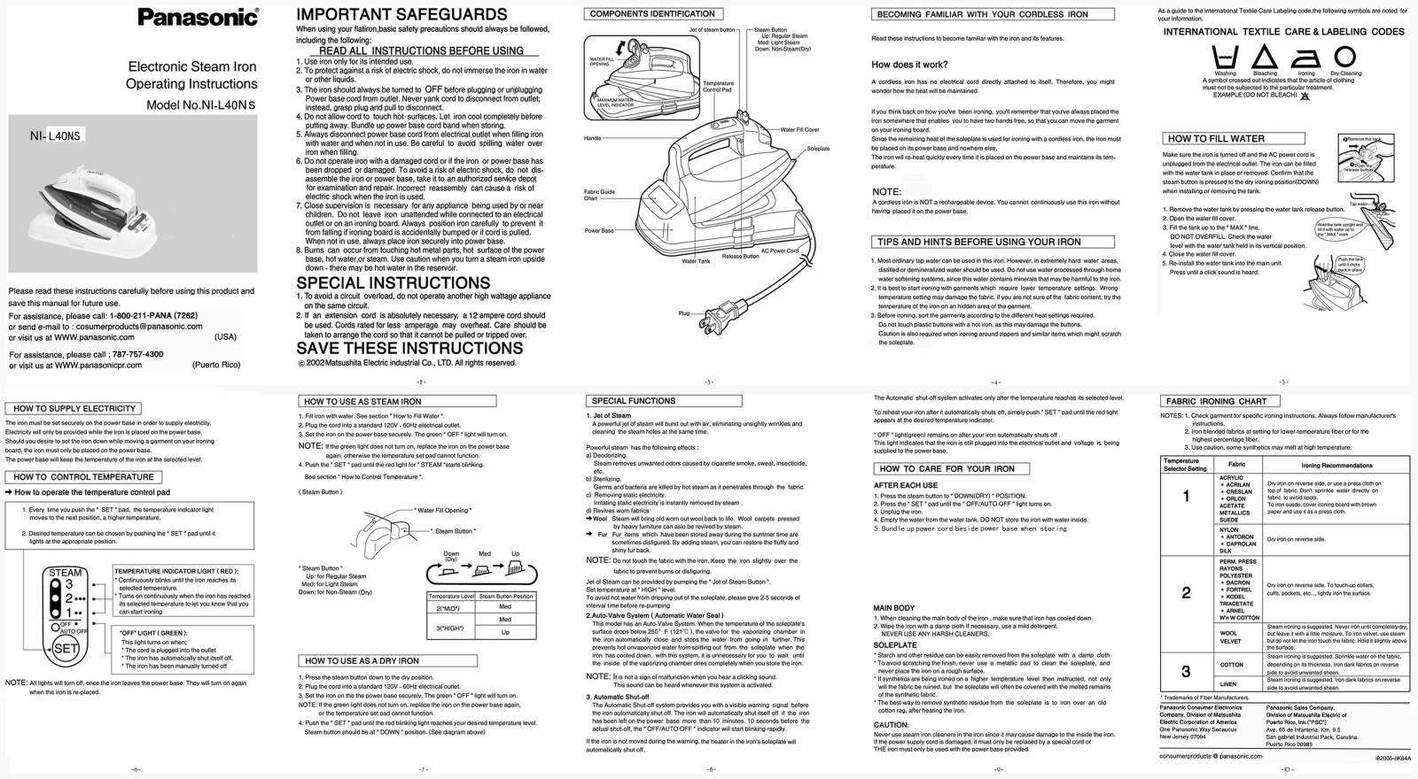 Panasonic NI-L40NS User Manual