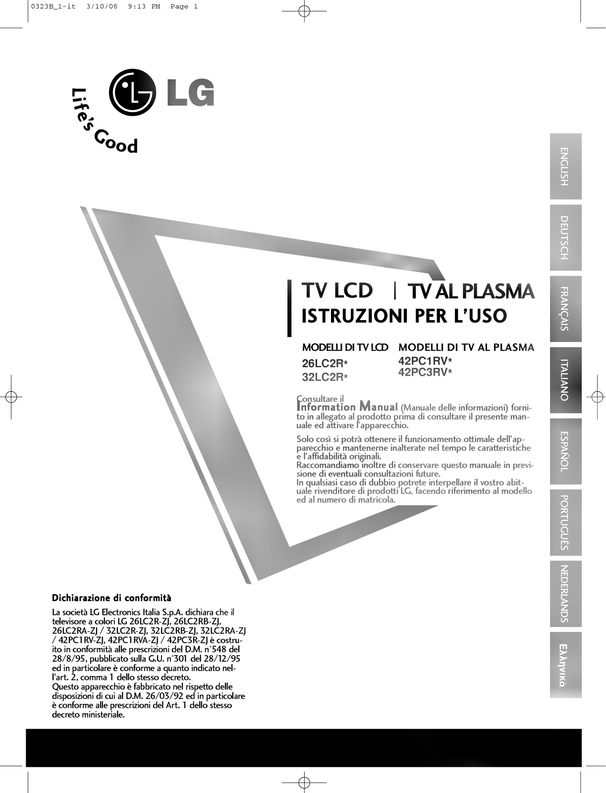 LG 26LC2RB User Manual