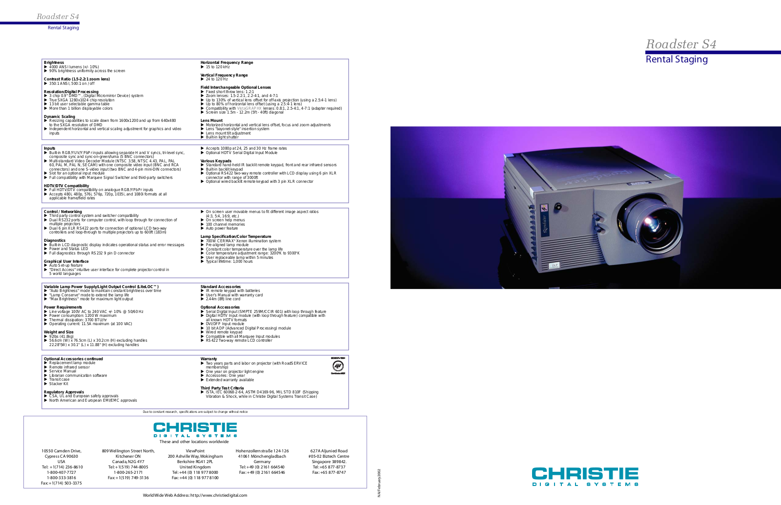 Christie Digital Systems Roadster S4 User Manual