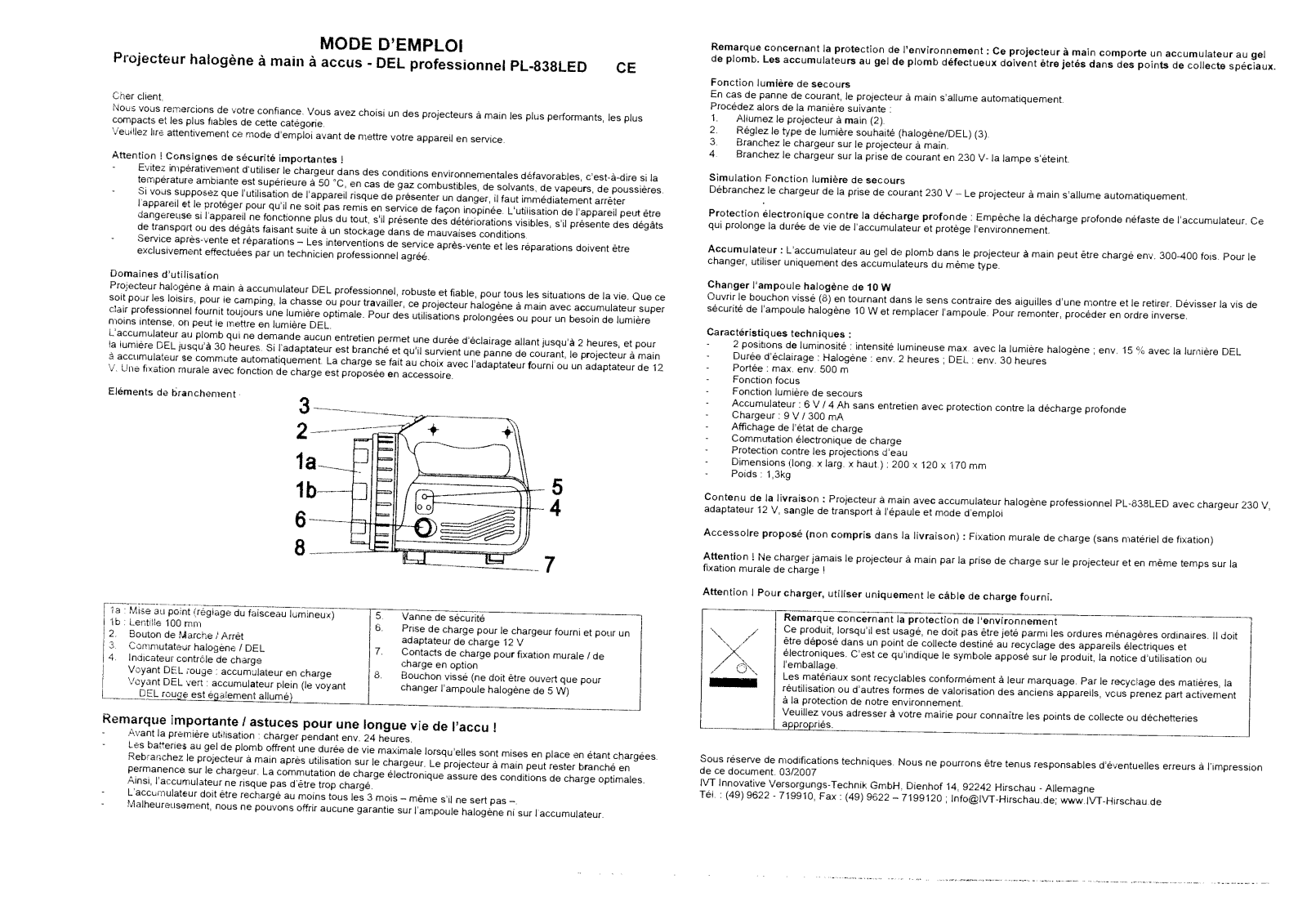 IVT PL-838LED, 85 57 21 User guide