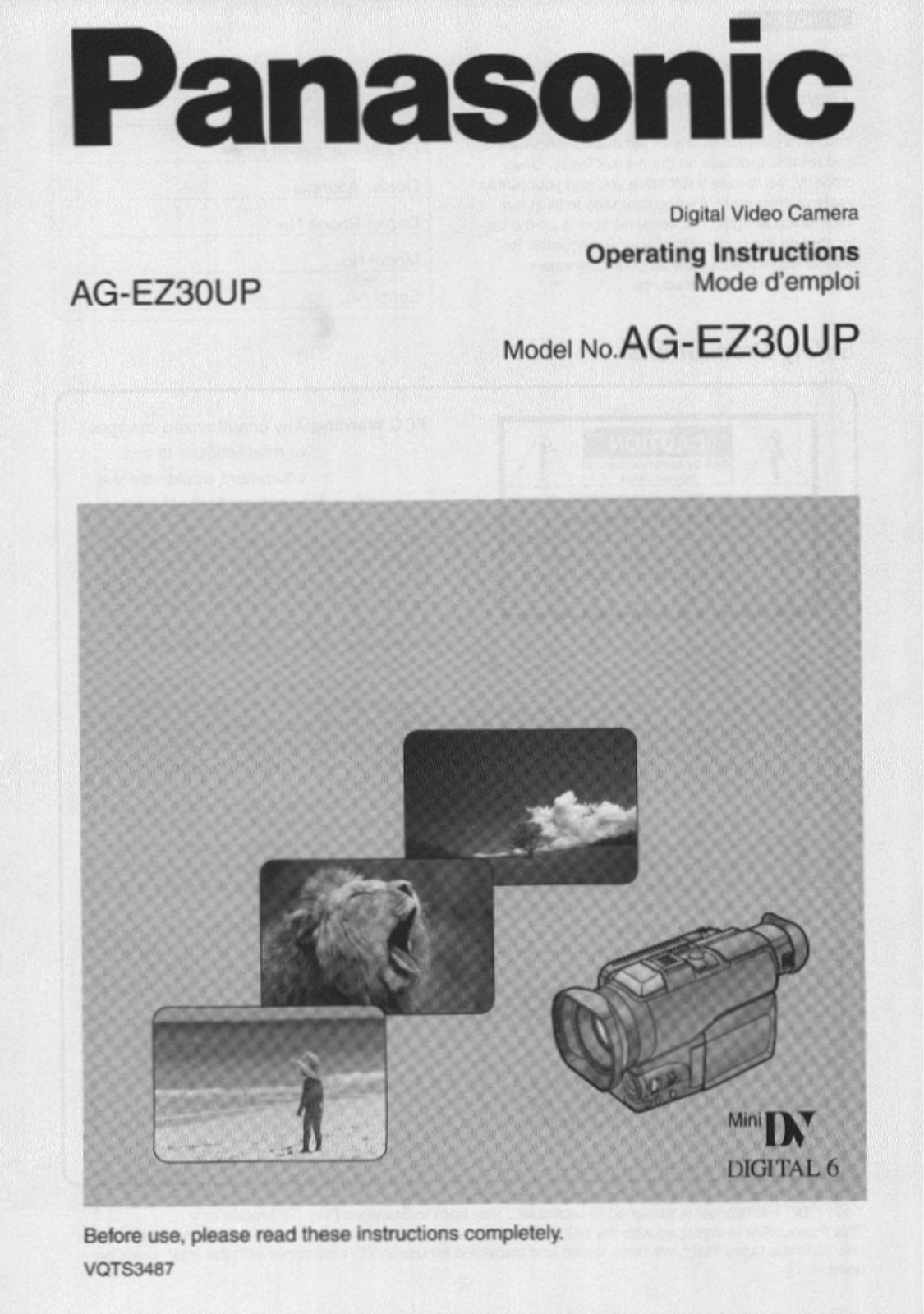 Panasonic AG-EZ30 User Manual