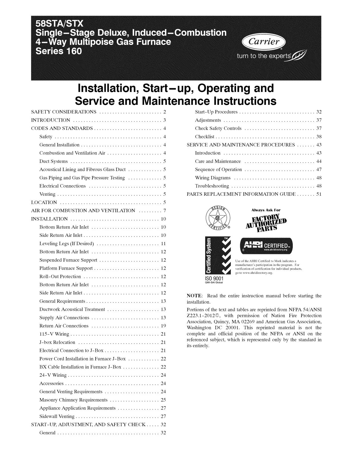 Carrier 58STX09010016, 58STX11010012, 58STX09010014, 58STX07010012, 58STX07010016 Installation Guide - ManualMachine.com