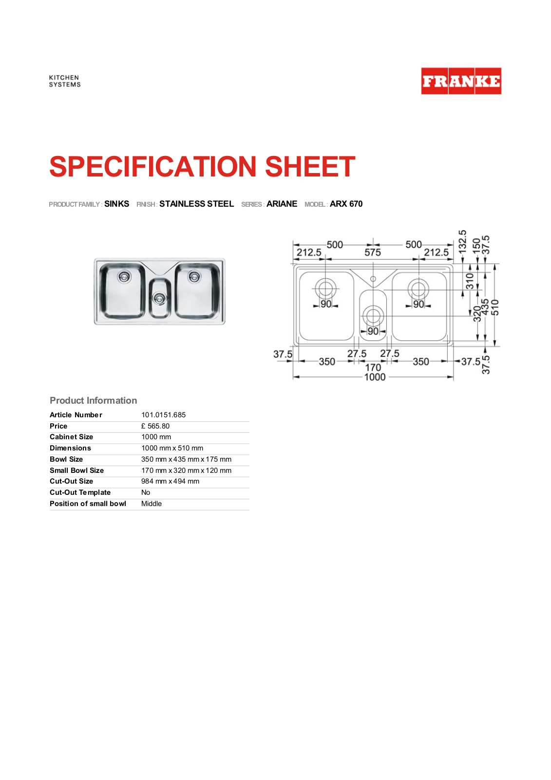 Franke Foodservice ARX 670 User Manual