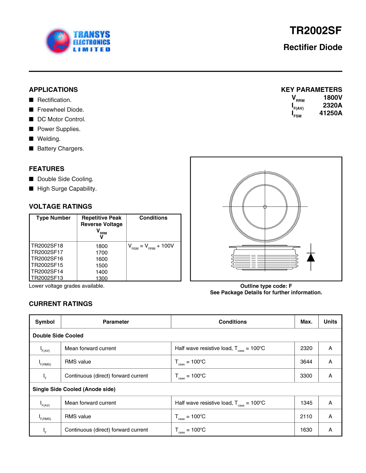 TEL TR2002SF16, TR2002SF15, TR2002SF14, TR2002SF13, TR2002SF18 Datasheet