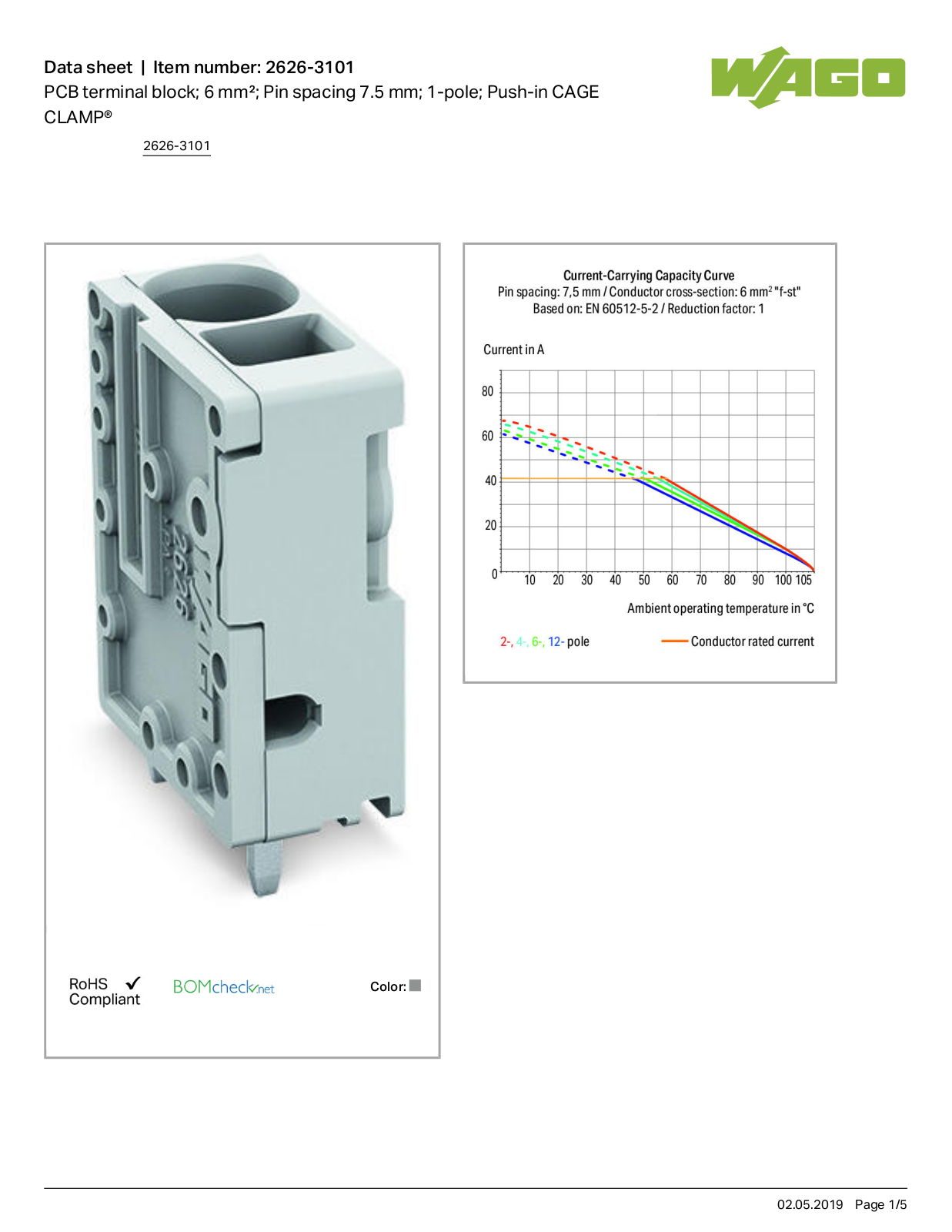 Wago 2626-3101 Data Sheet