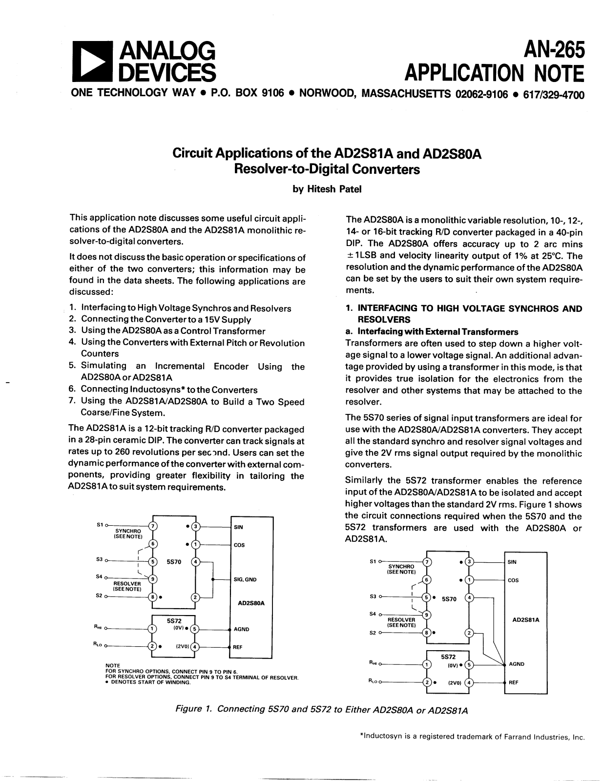 ANALOG DEVICES AN-265 Service Manual