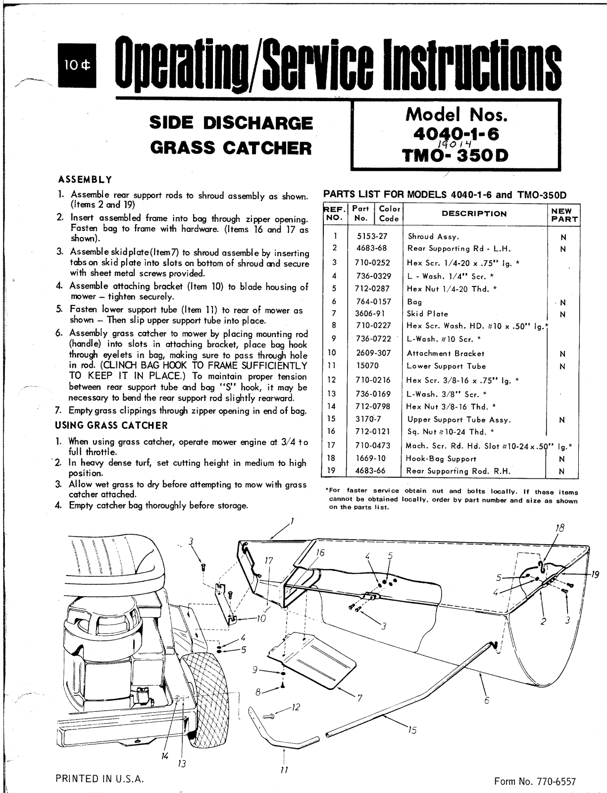 Mtd 404016-1-6 service Manual