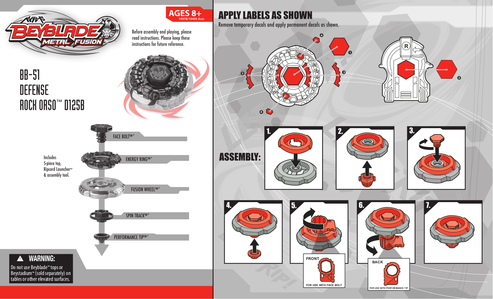 HASBRO Beyblade Metal Fusion Rock Orso User Manual