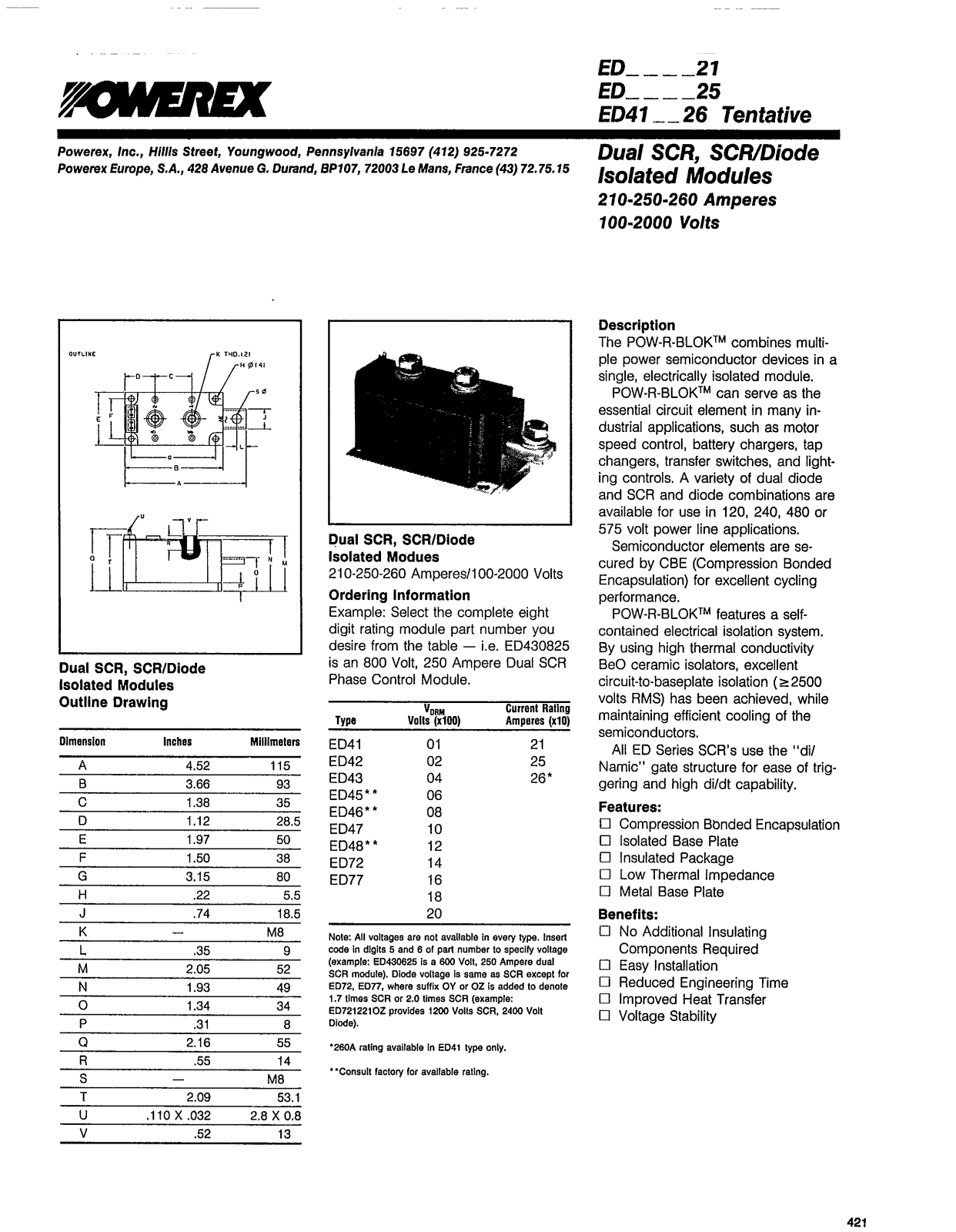 Powerex ED____21, ED____25, ED41__26 Data Sheet