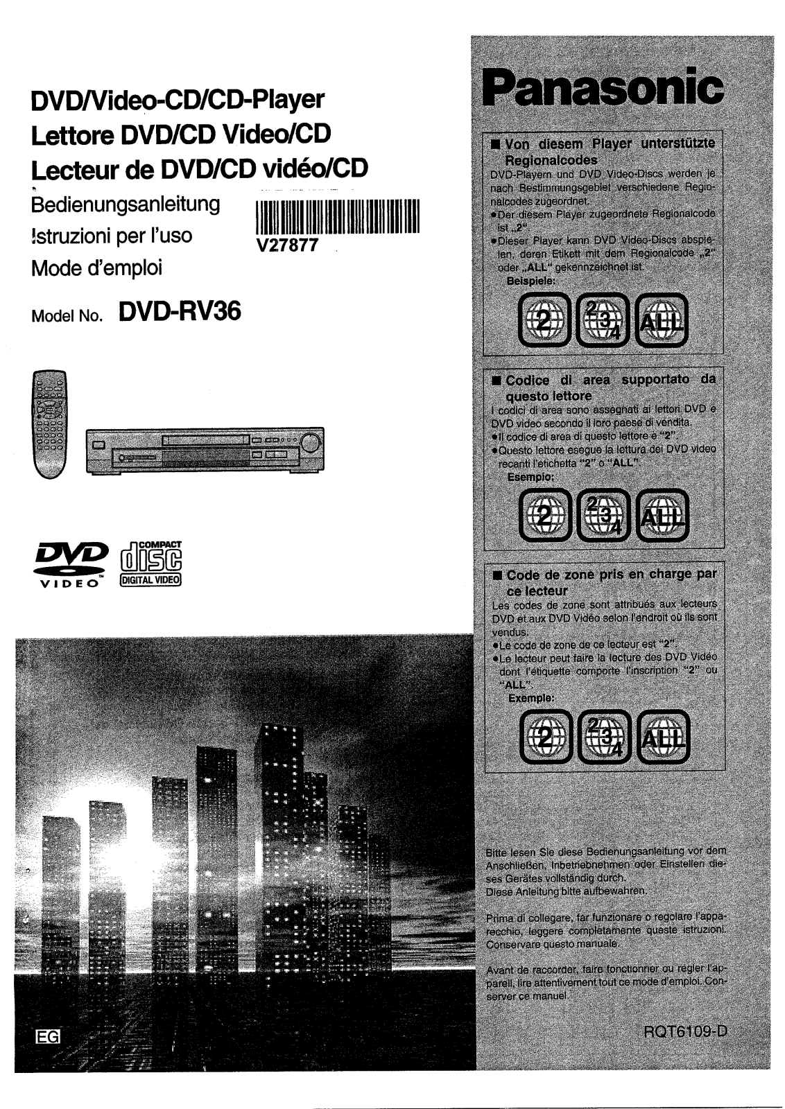 PANASONIC DVD-RV36 User Manual