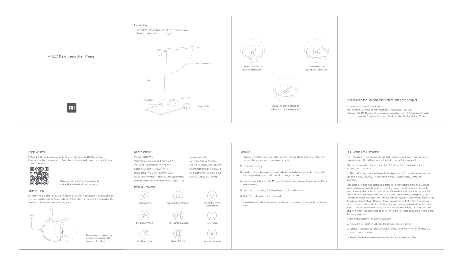 Mi Mi LED Desk Lamp User Manual