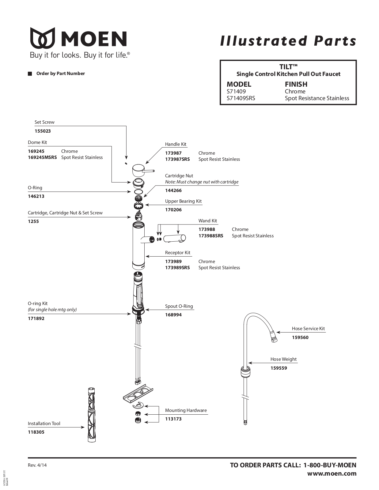 Moen S71409 Exploded View