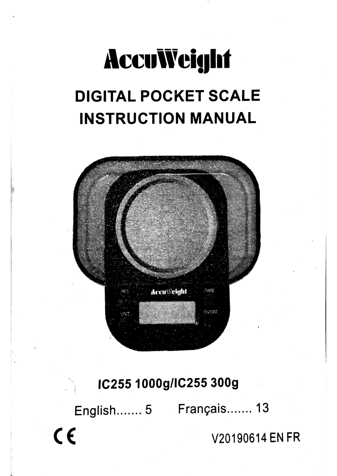 Accuweight IC225 1000g, IC225 300g Instruction Manual