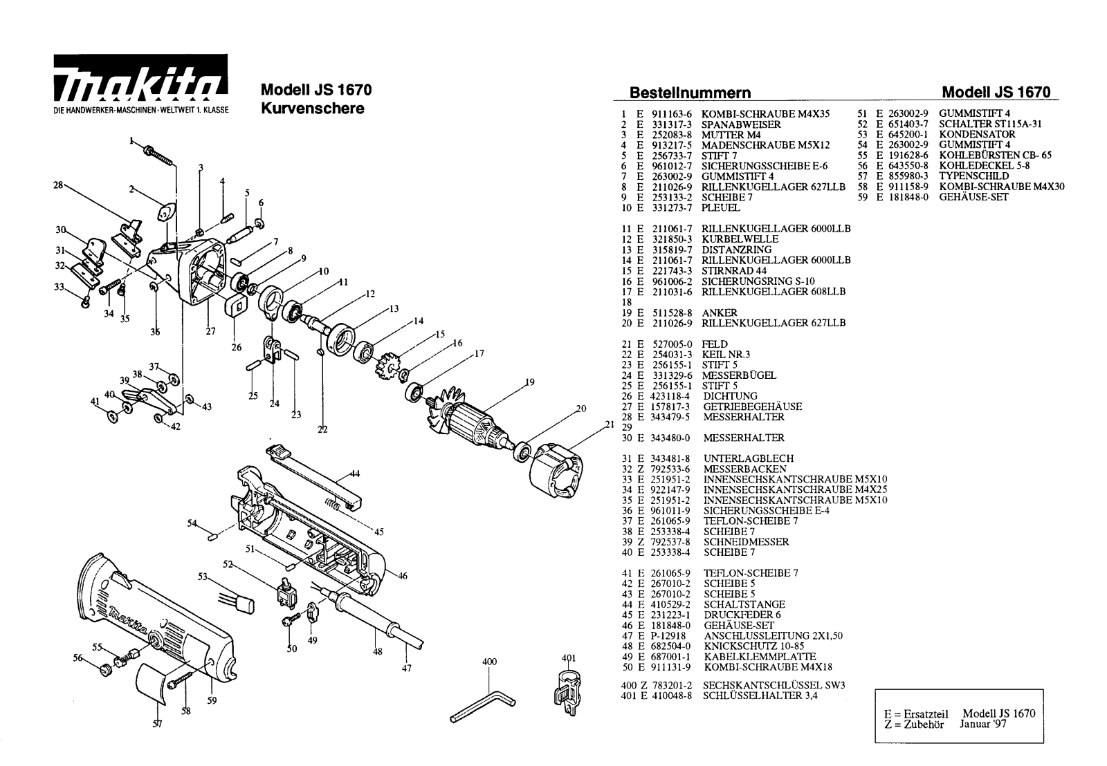 Makita JS1670 REMPLACEMENT PARTS