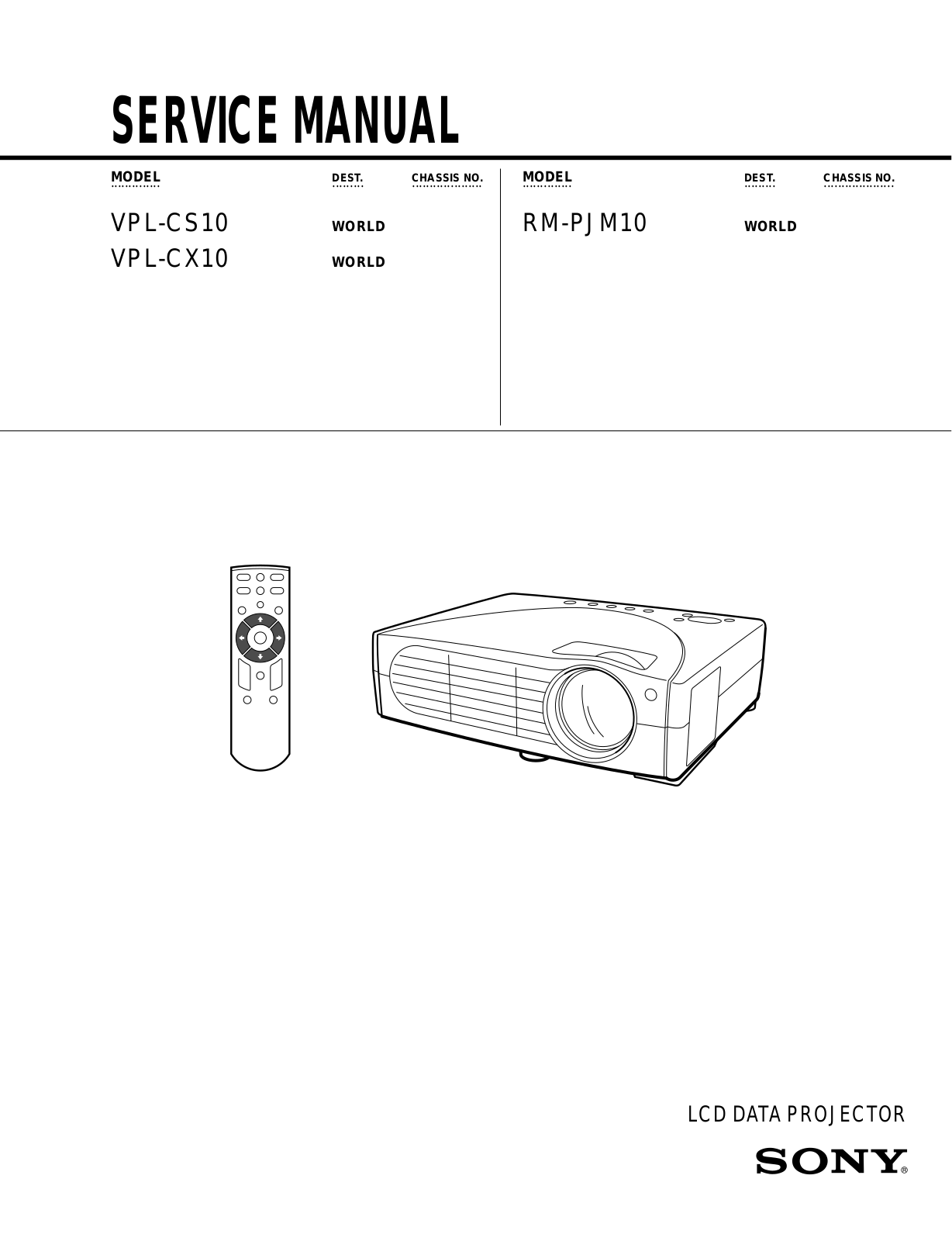 Sony VPLCS-10, VPLCX-10 Service manual