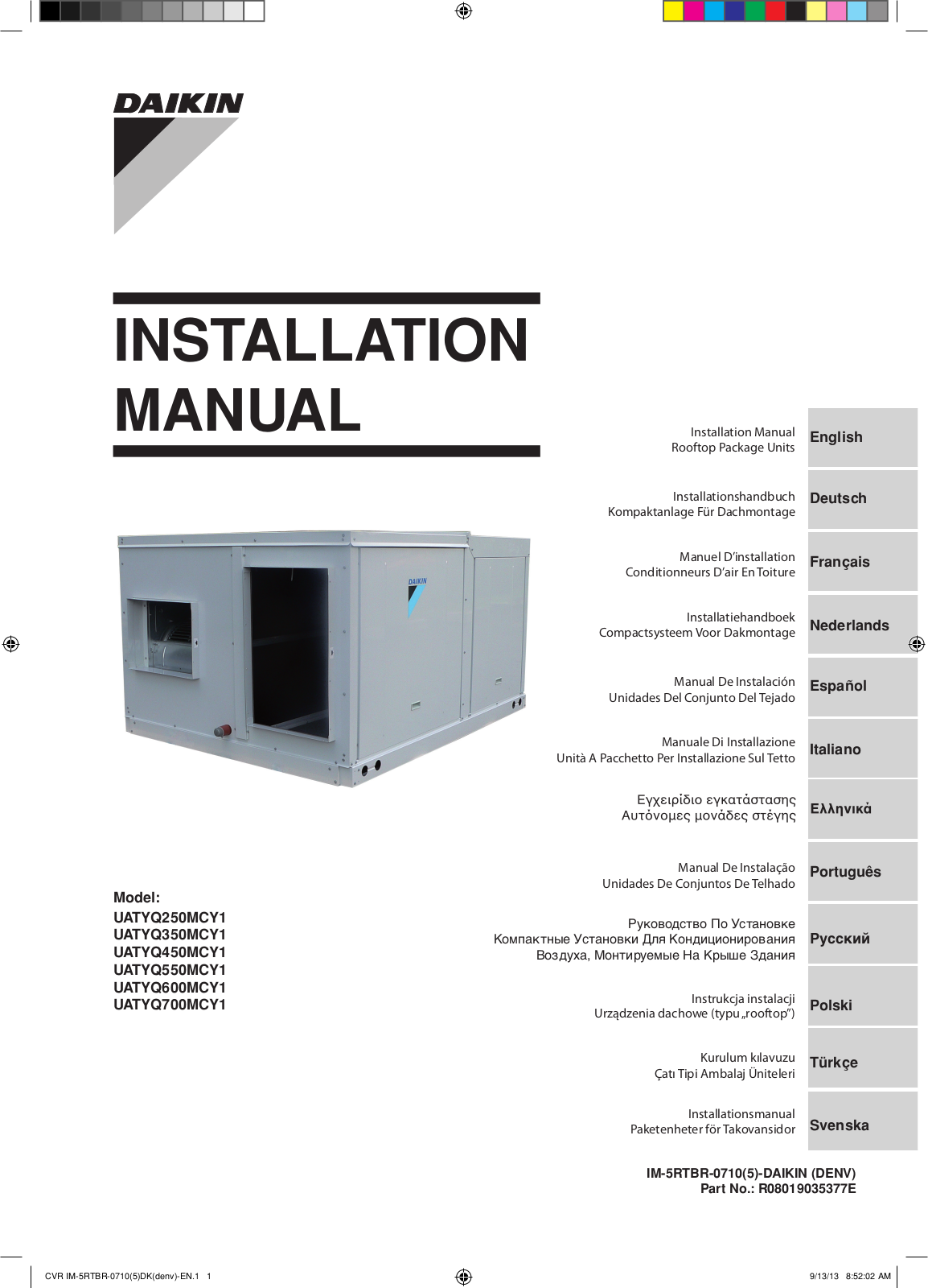 Daikin UATYQ-CY1 User manual