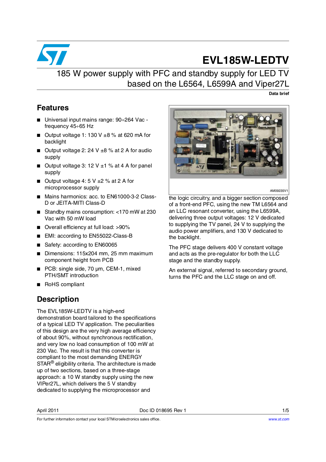 ST EVL185W-LEDTV User Manual