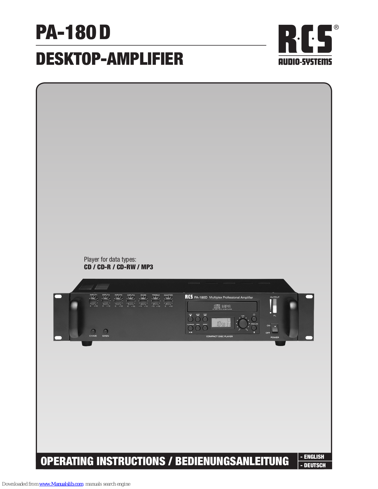 RCS PA-180D Operating Instructions Manual