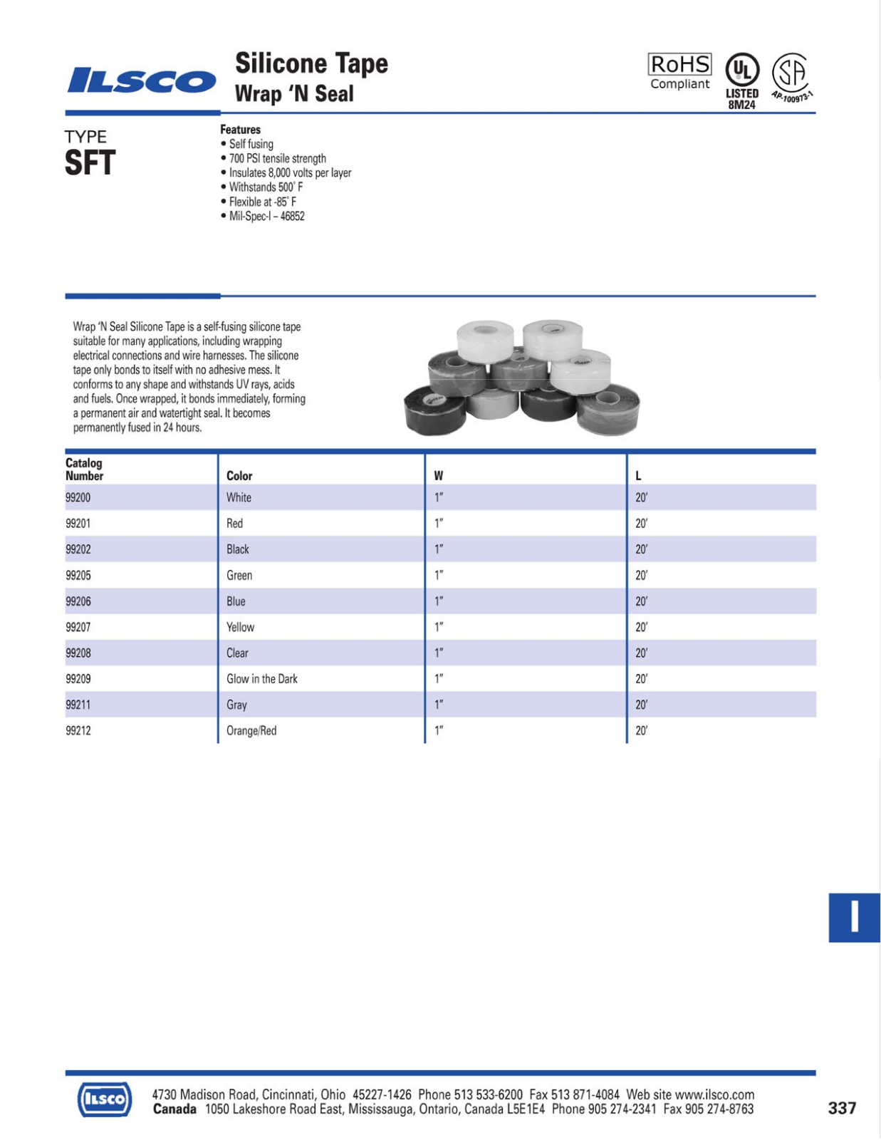 Ilsco Silicone Tape Catalog Page