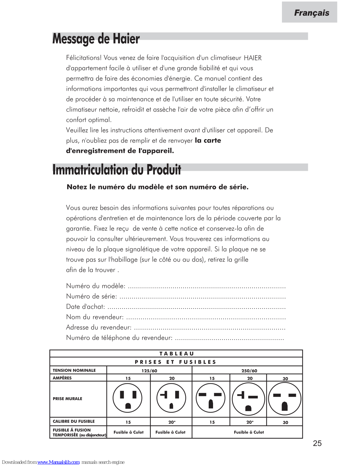 Haier ESA3155 - annexe 3, ESA3259 - annexe 3, ESA3259-L - annexe 3, ESAX3186 - annexe 3, HWR24VC3 - annexe 1 User Manual