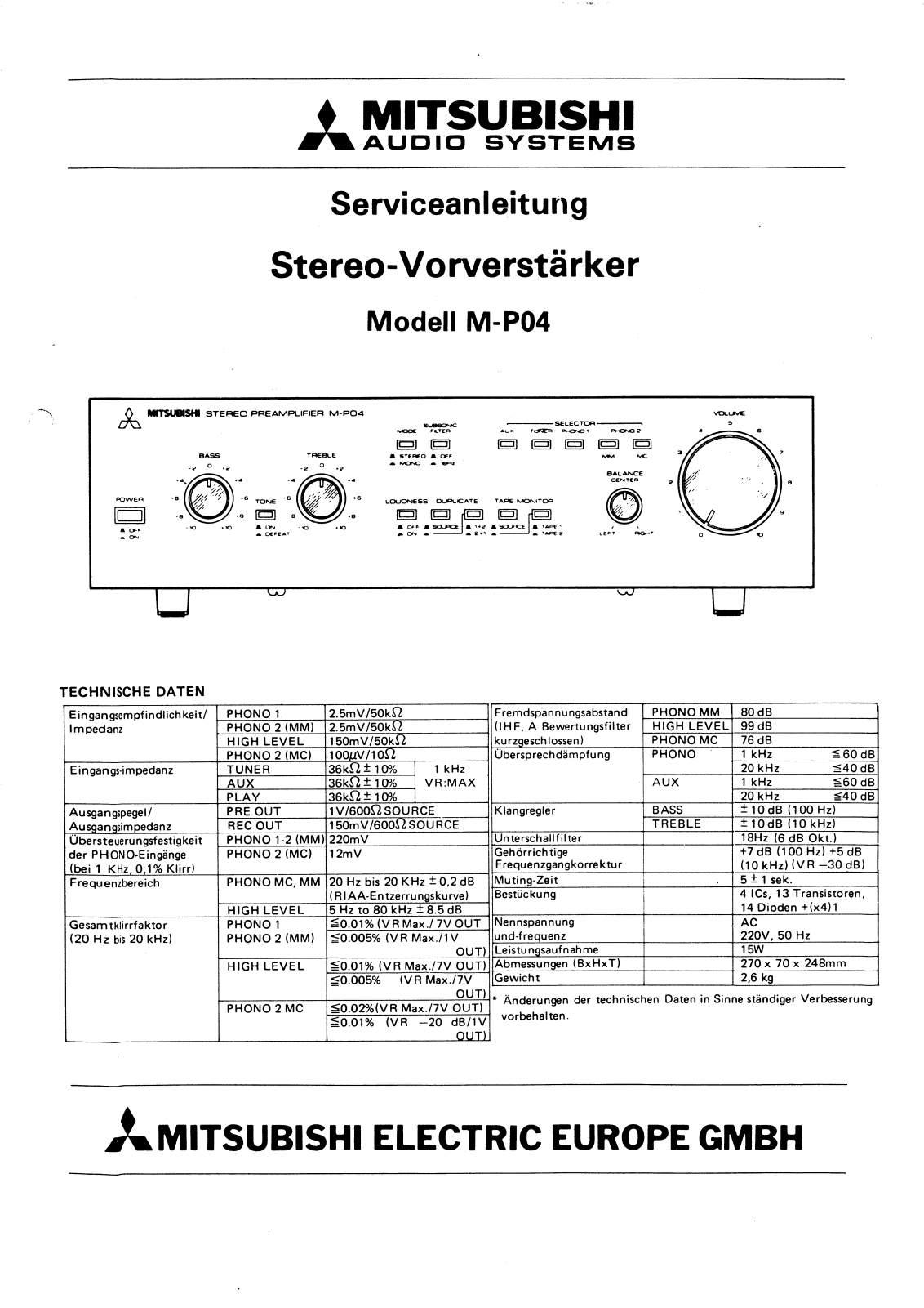 Mitsubishi MP-04 Service Manual