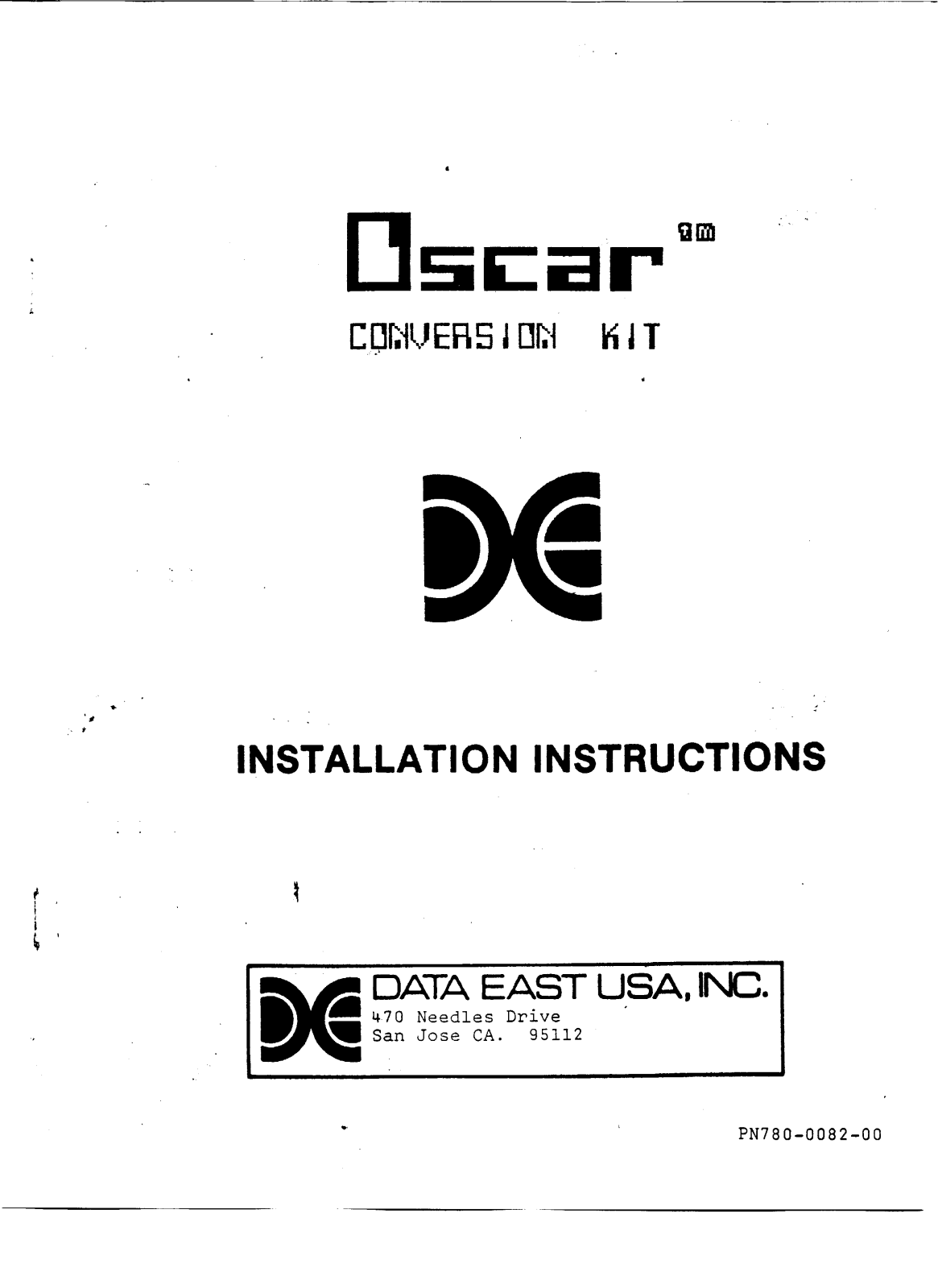 Data East Oscar User Guide