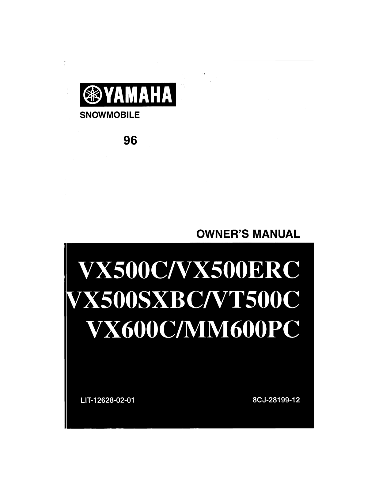 Yamaha VMAX 500 SX, VMAX 500, VMAX 600, MOUNTAIN MAX 600, VMAX 500 DELUXE Manual