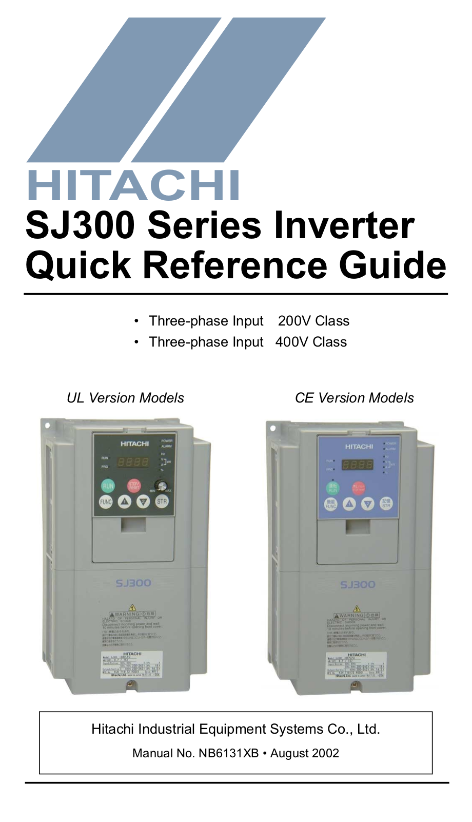 Hitachi sj300CE, sj300 UL Quick Reference Manual