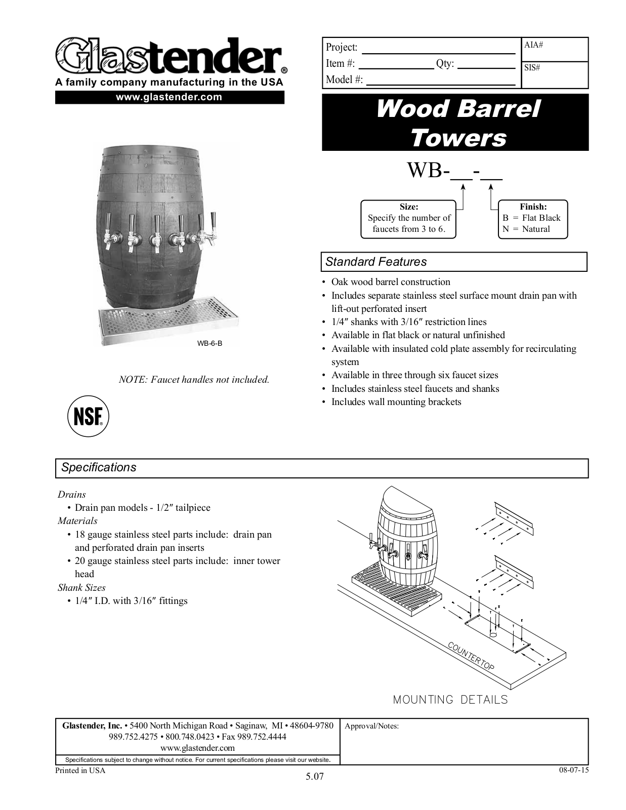 Glastender WB-4-B User Manual