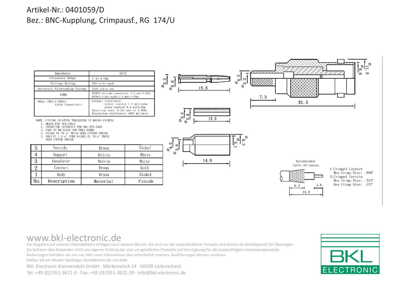 BKL BKL 0401059-D Datasheet - ManualMachine.com