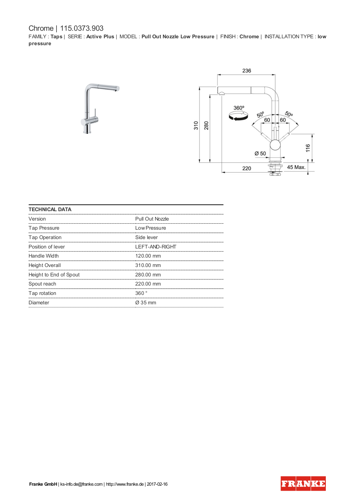 Franke 115.0373.903 Service Manual