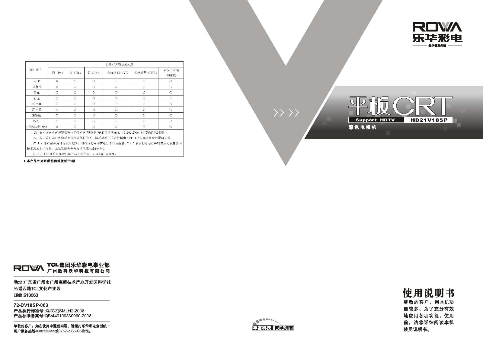 ROWA HD21V18SP User Manual