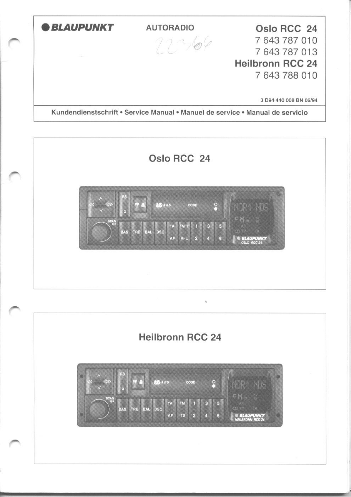 Blaupunkt RCC 24 Service Manual