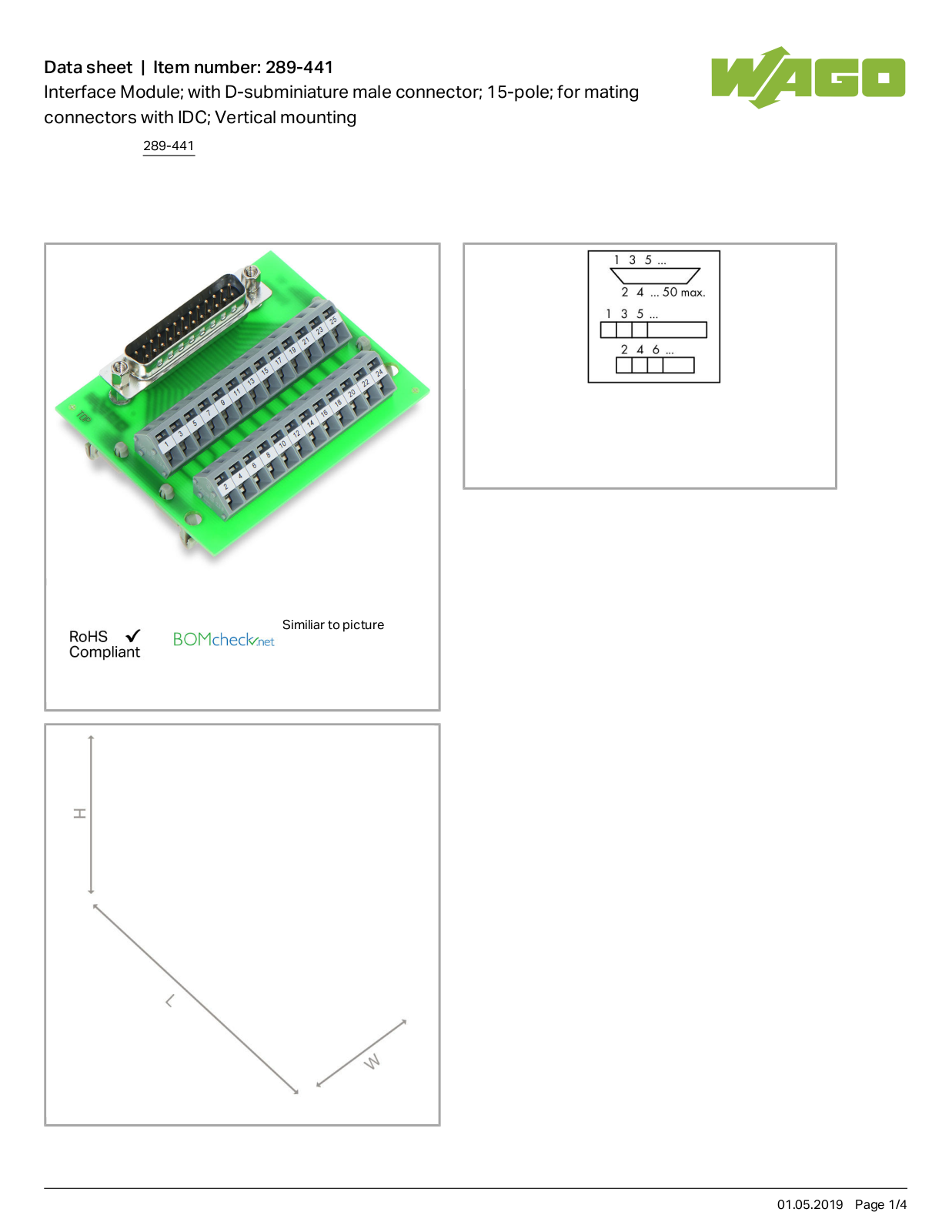 Wago 289-441 Data Sheet