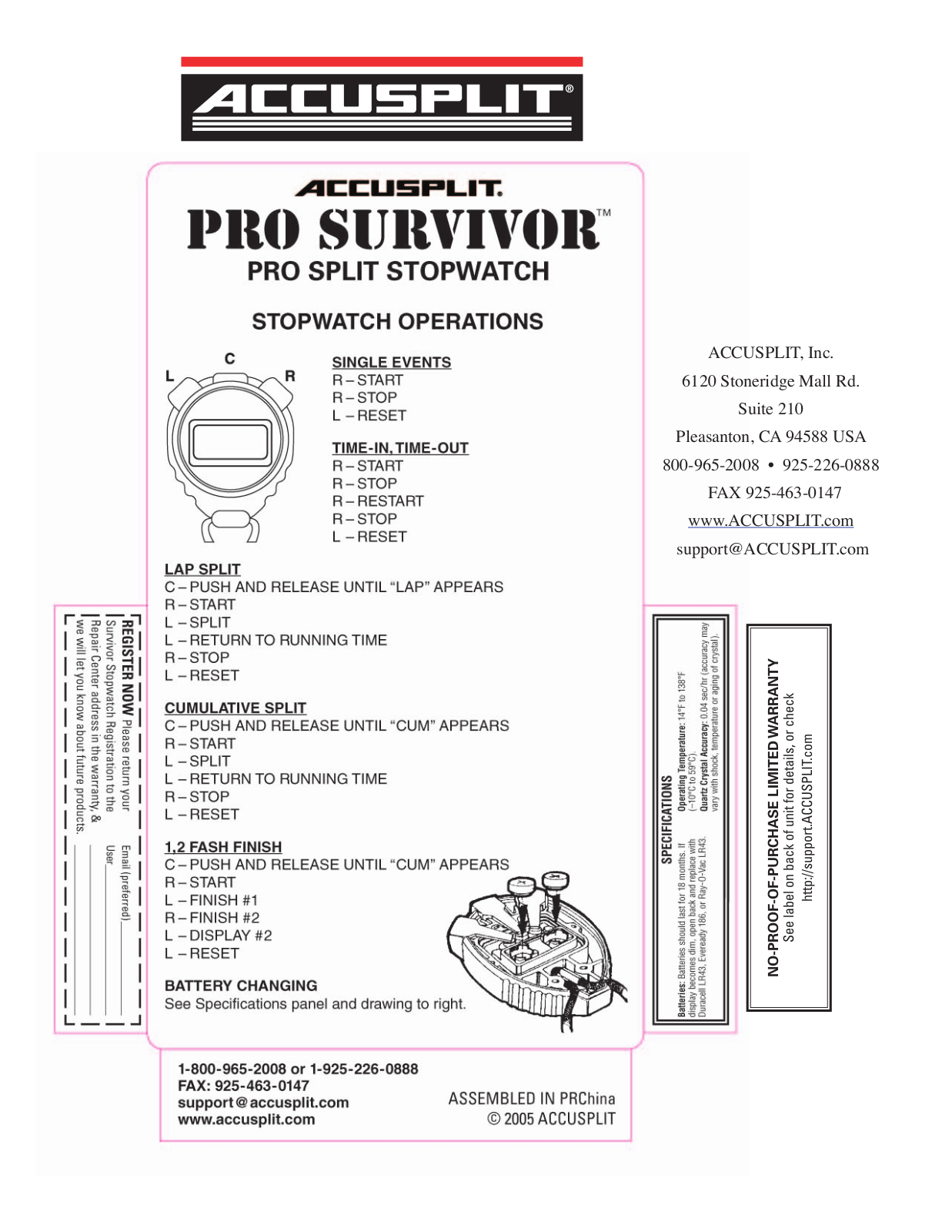 Accusplit S602XCL User Manual