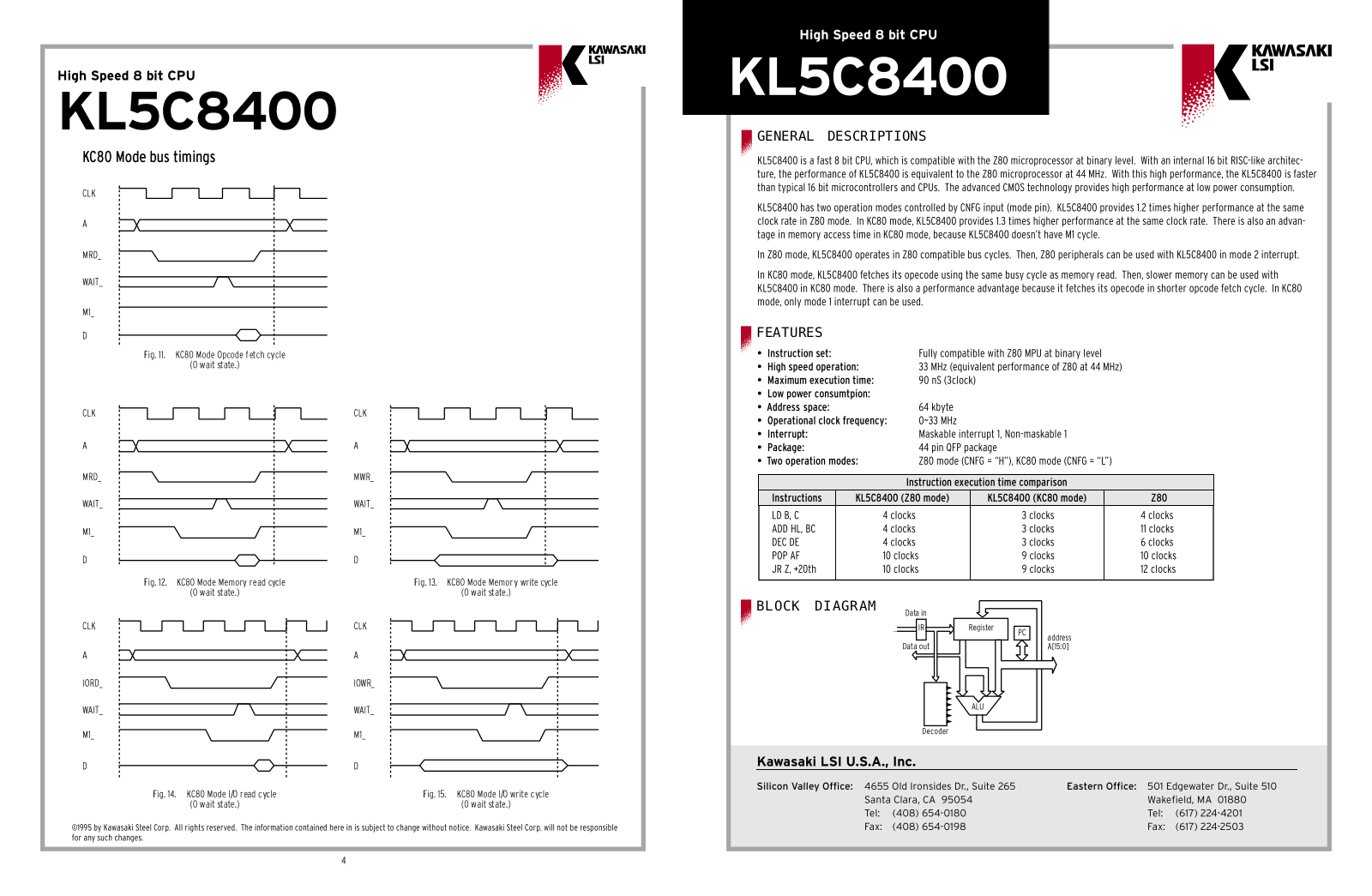 Kawasaki LSI KL5C8400 Datasheet