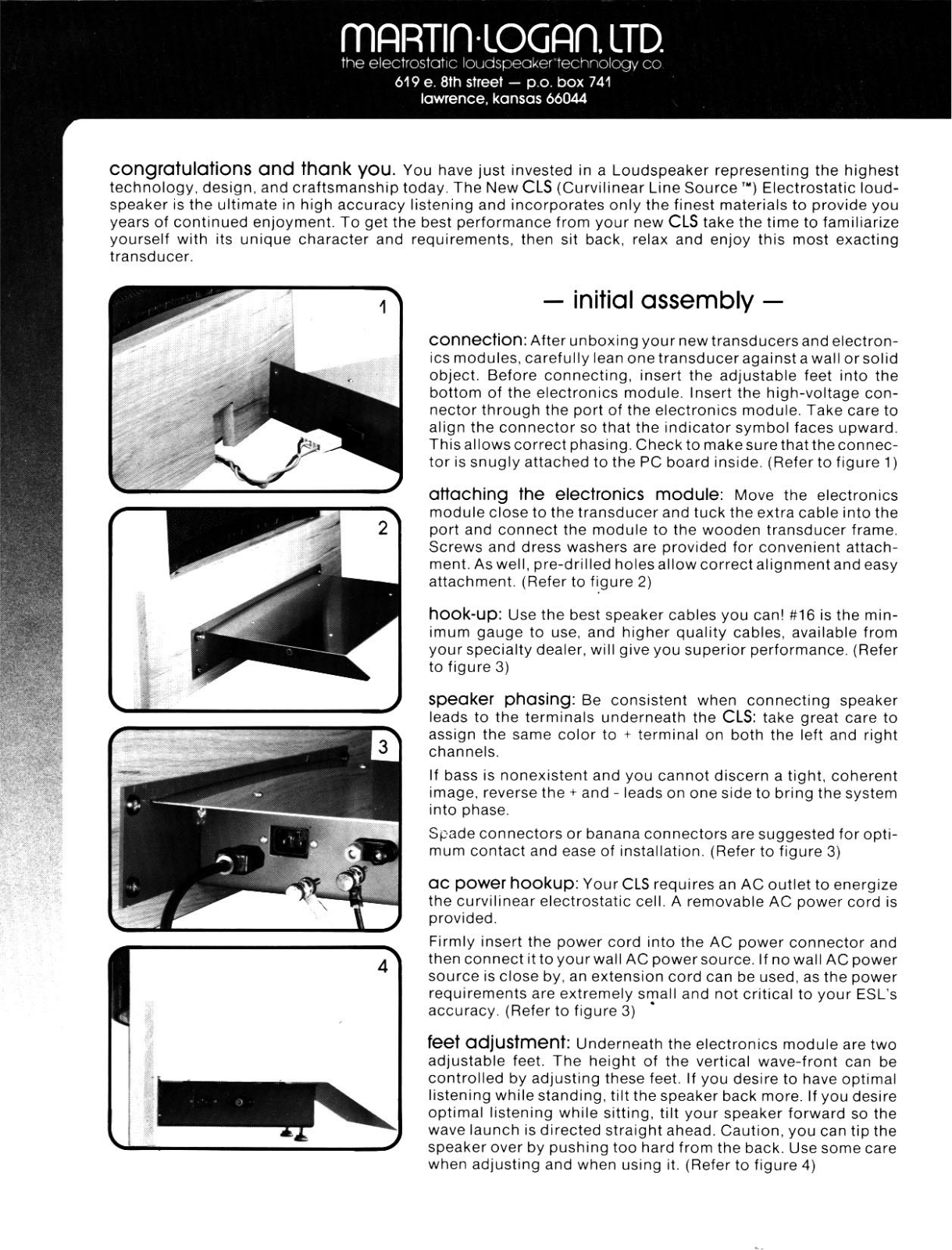 Martin Logan CLS Owners manual