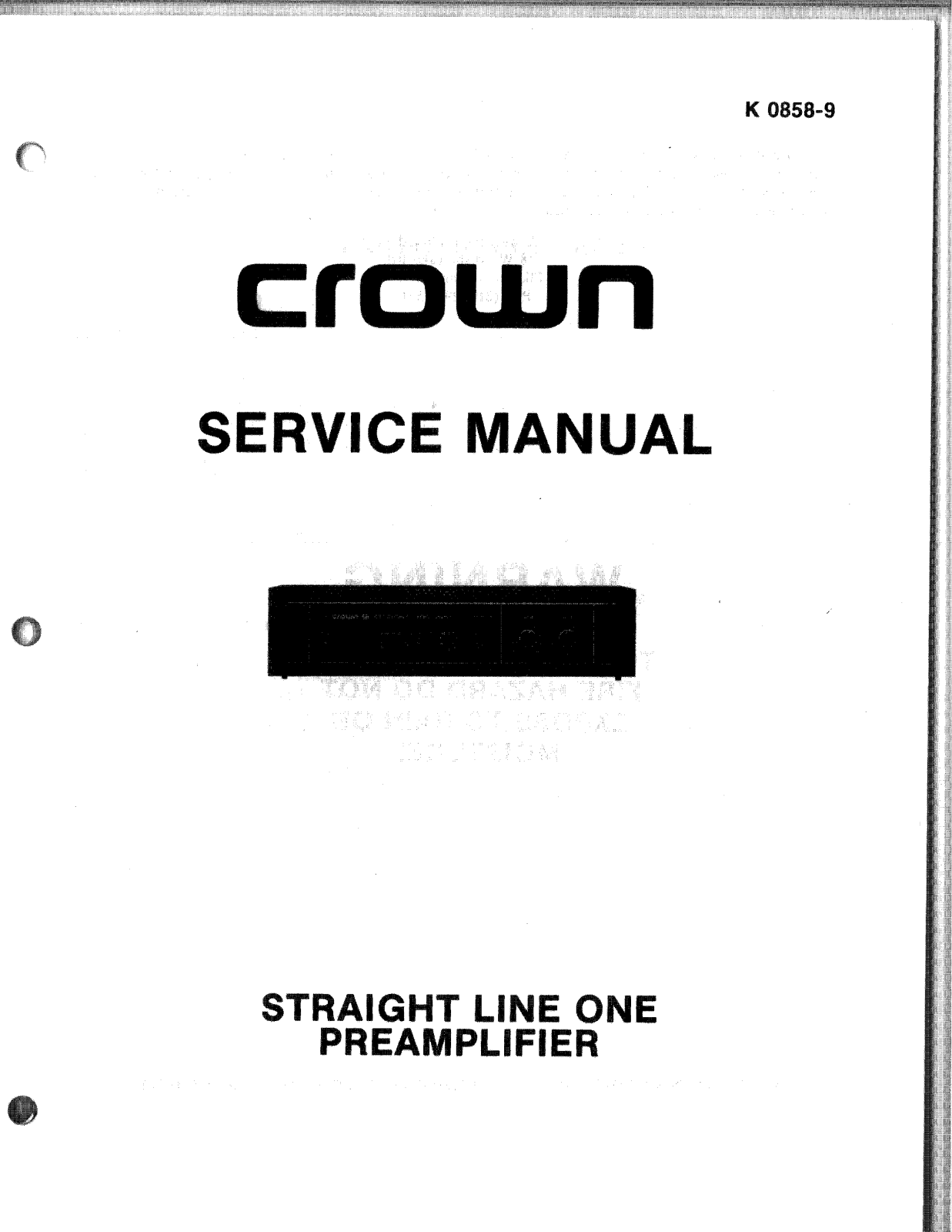 Crown SL-1 AUDIO Schematic