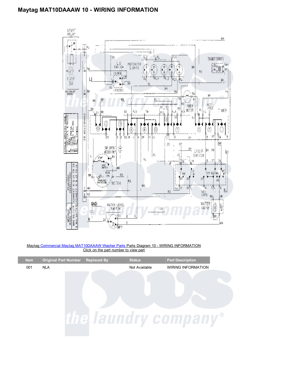 Maytag MAT10DAAAW Parts Diagram