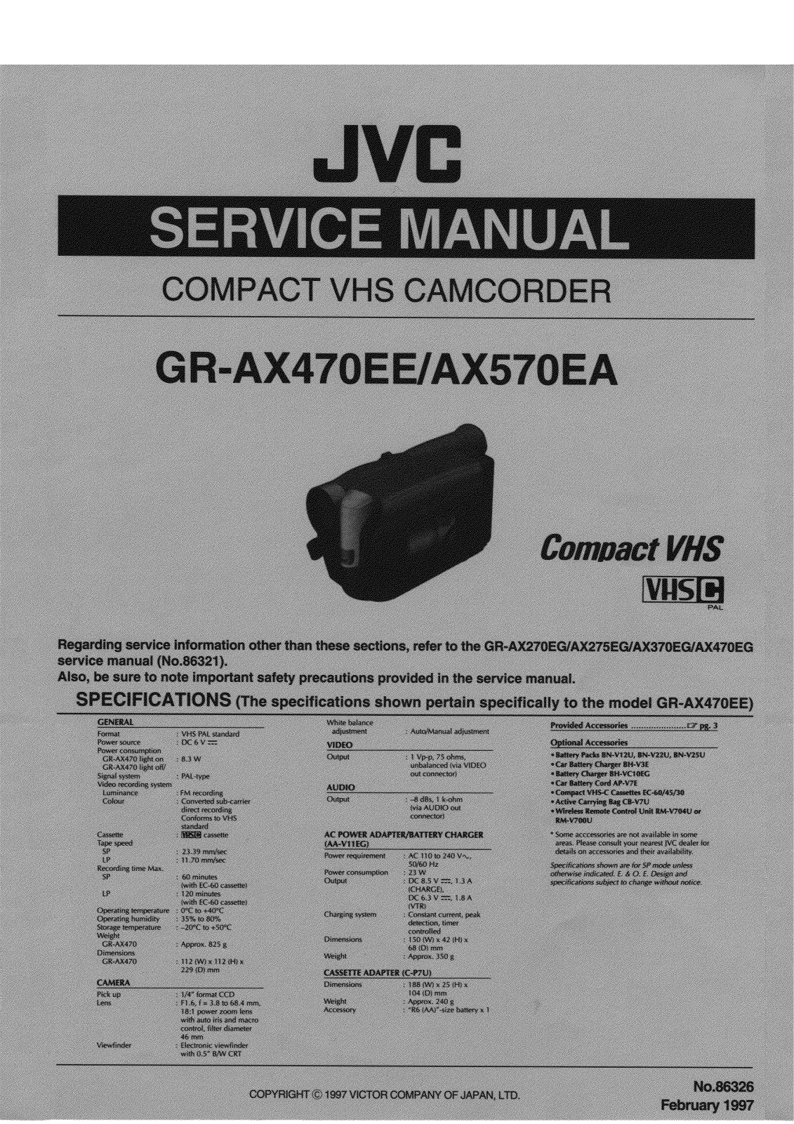 JVC GR-AX470EE, GR-AX570EA Service Manual