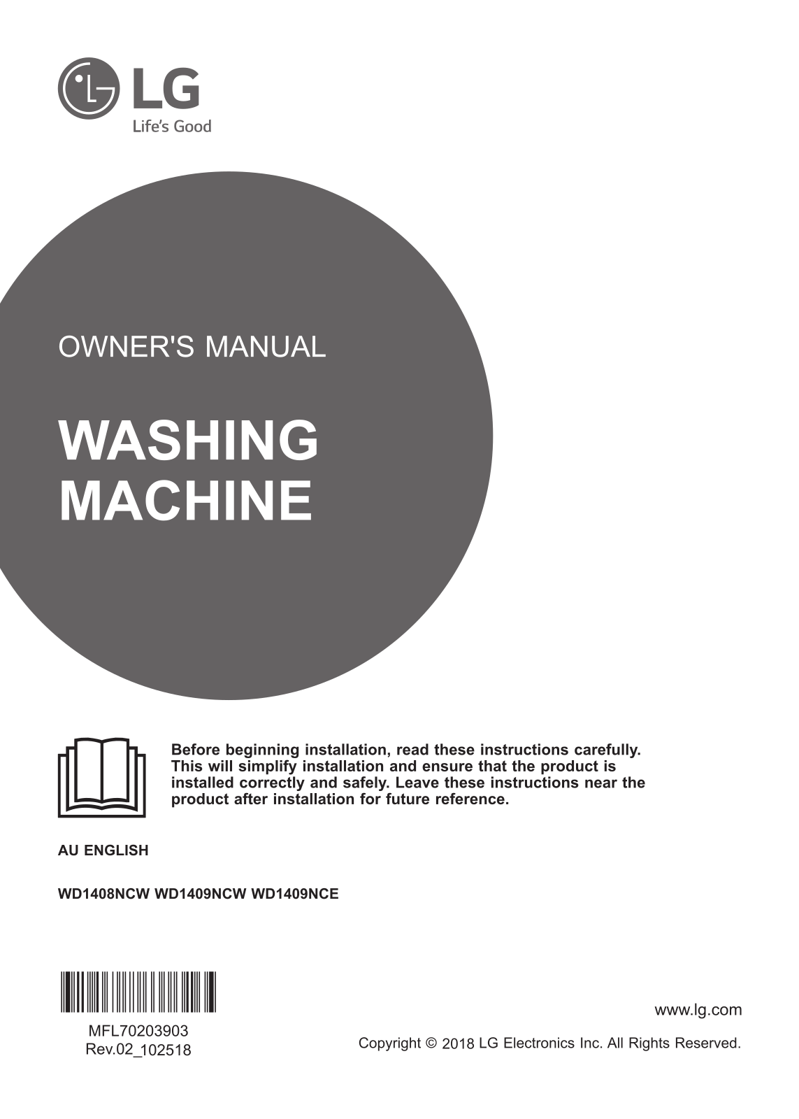 LG WD1409NCE Owner’s Manual