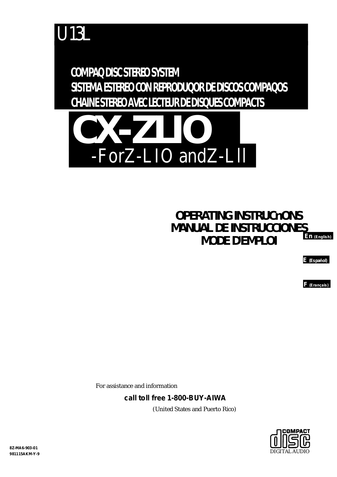 Aiwa CX-ZL10 User Manual