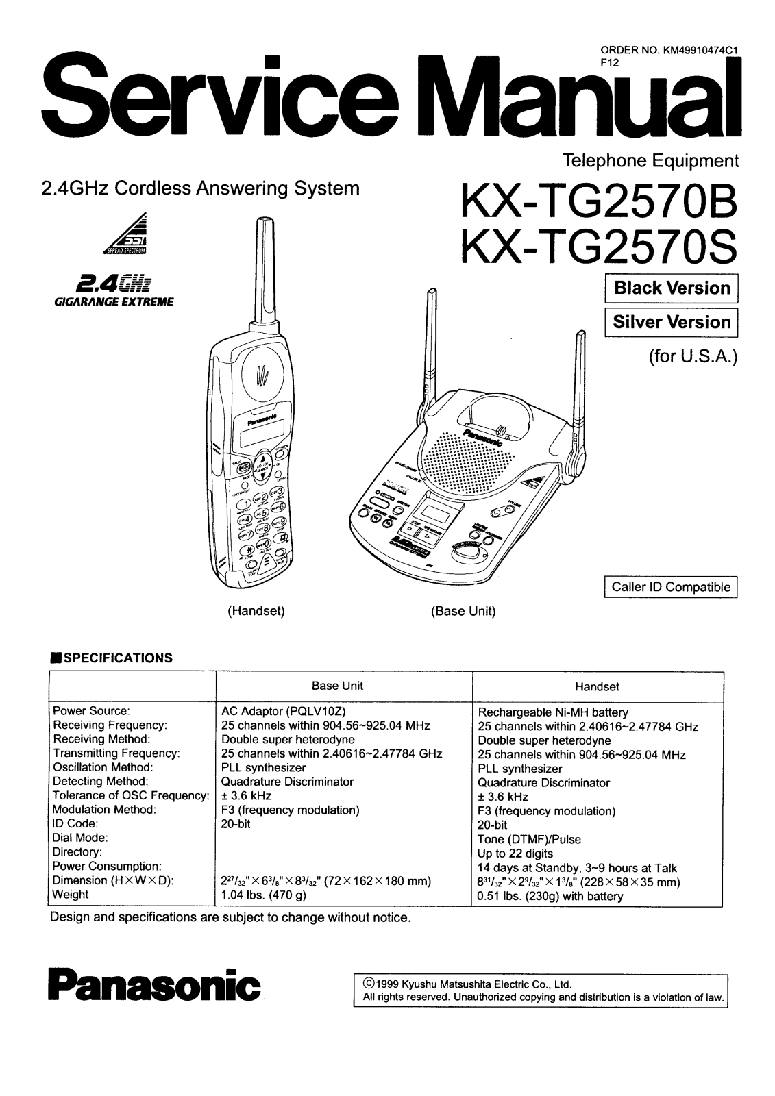 PANASONIC KX-TG2570 Service Manual