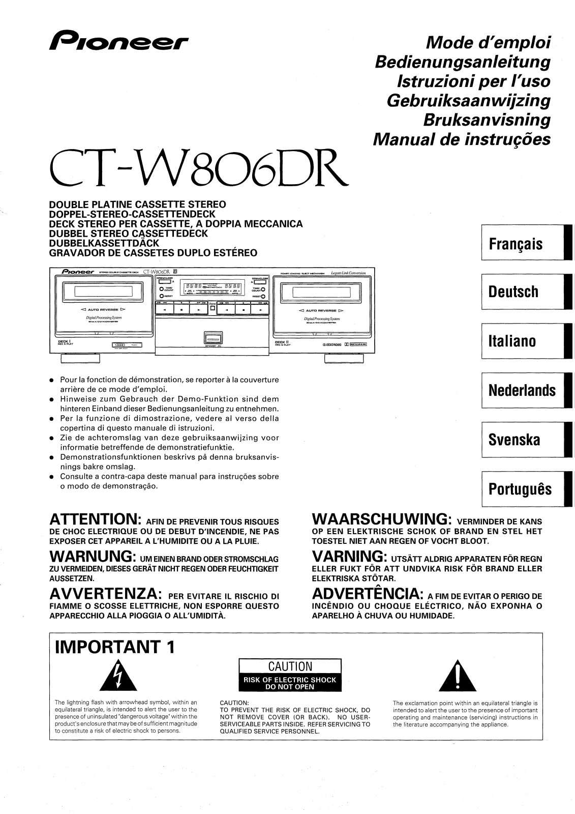 Pioneer CT-W806DR User manual