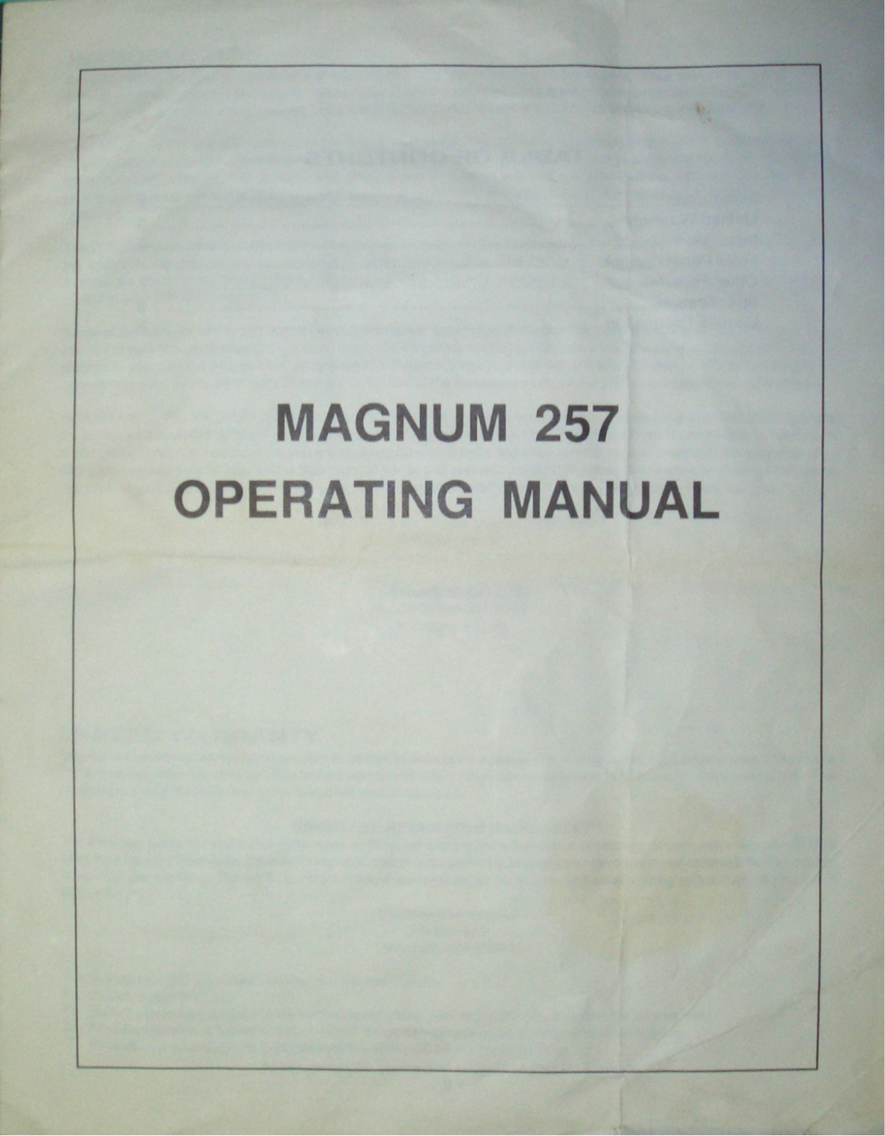 Magnum M-257 Owners manual