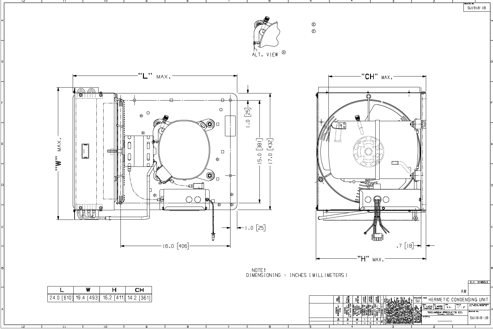 Tecumseh AWA9511ZXCXE, AWA9511ZXGXE, AWA9511ZXNXE Drawing Data