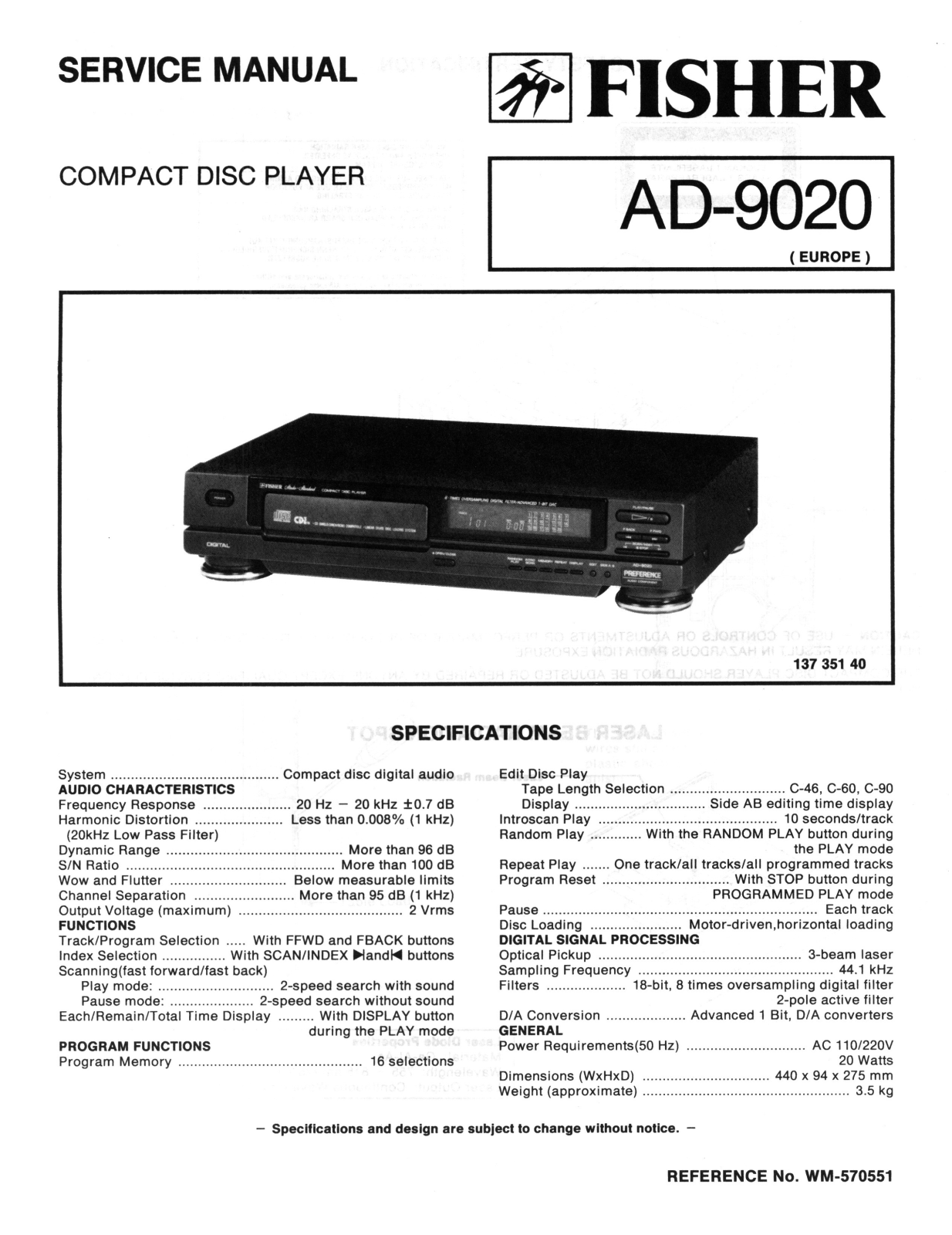 Fisher AD-9020 Schematic