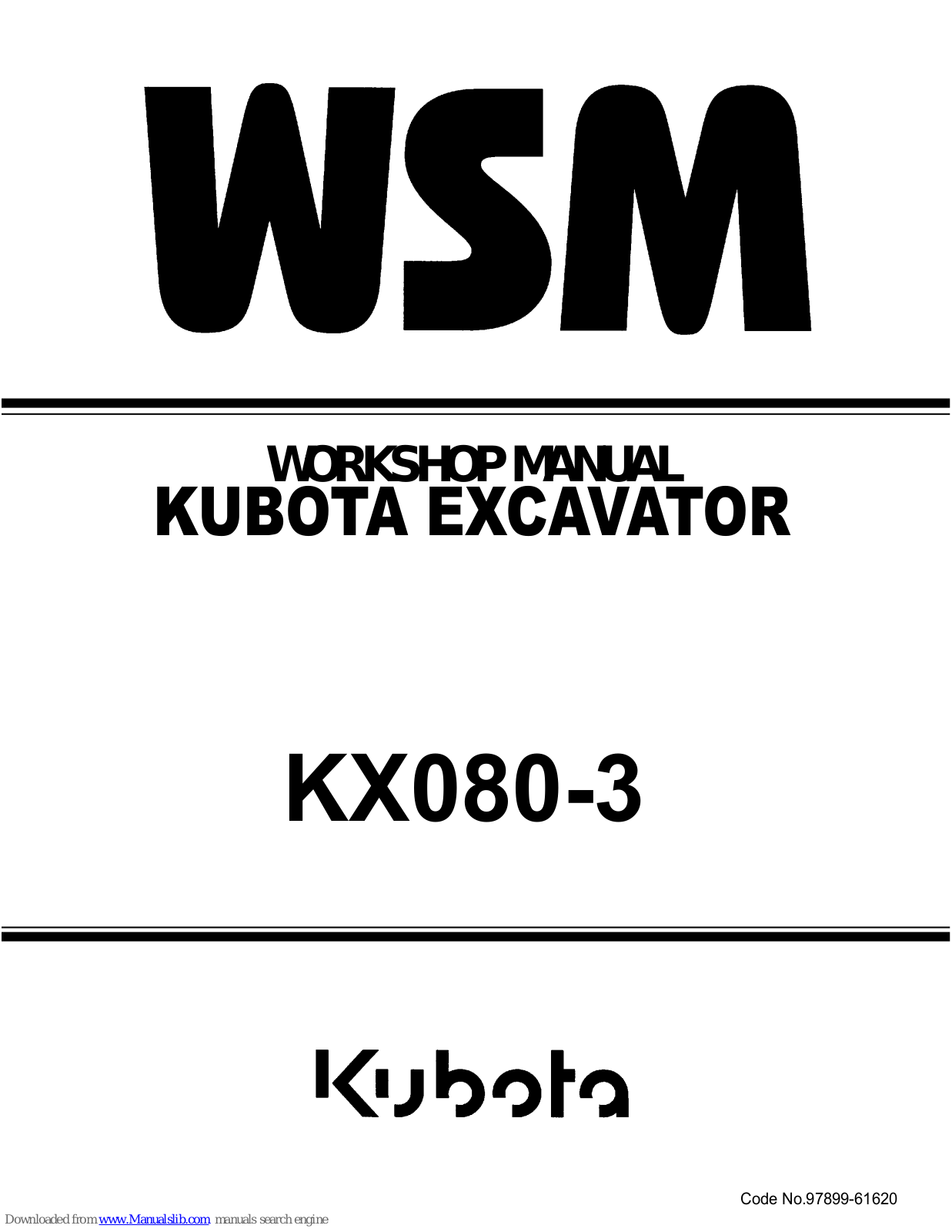 Kubota KX080-3 Workshop Manual