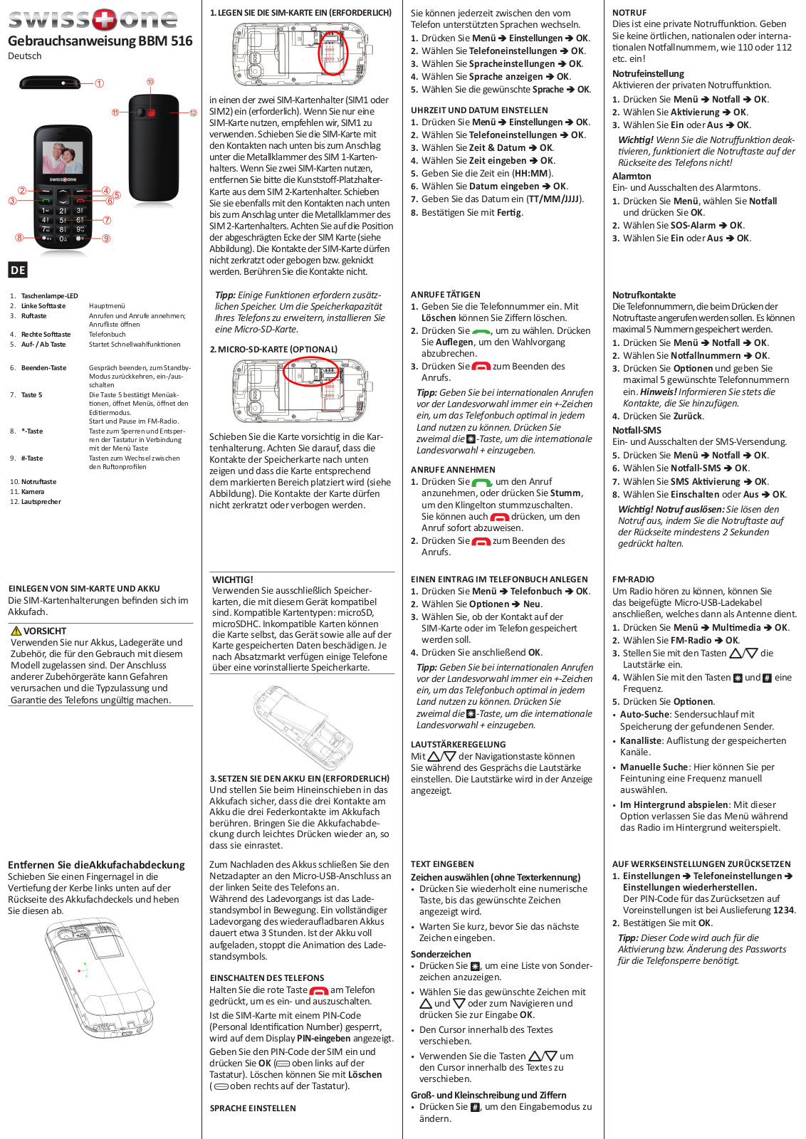 Swisstone BBM 516 User Manual