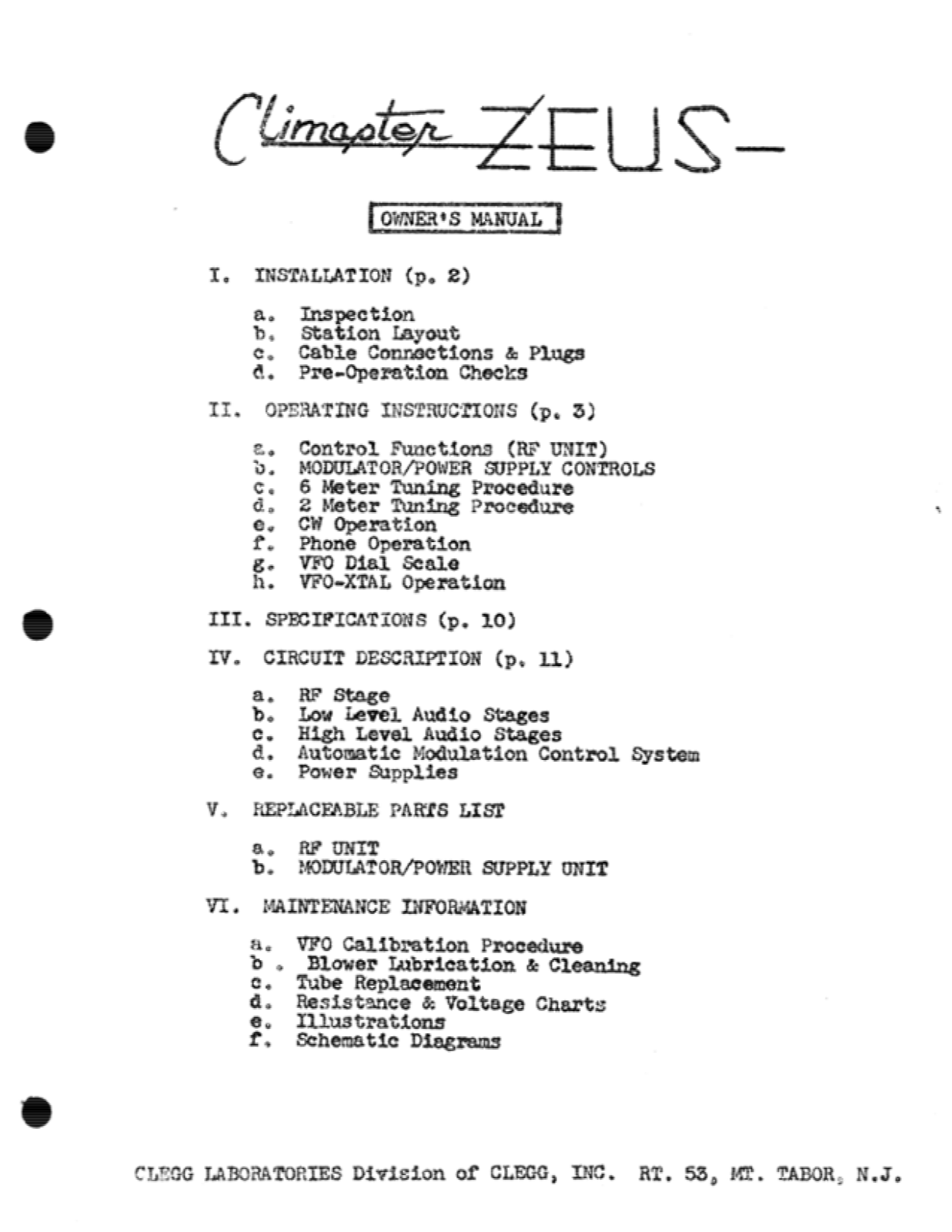 CLEGG ZEUS User Manual - ManualMachine.com
